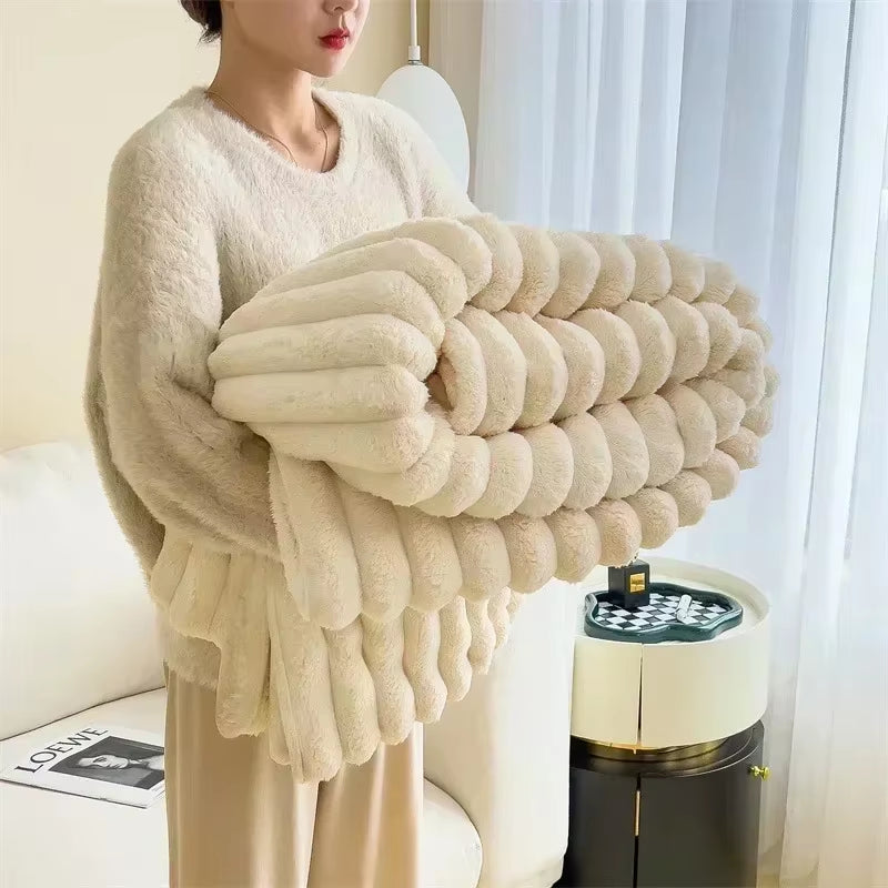 Luxury Soft Faux Rabbit Fur Throw Blanket