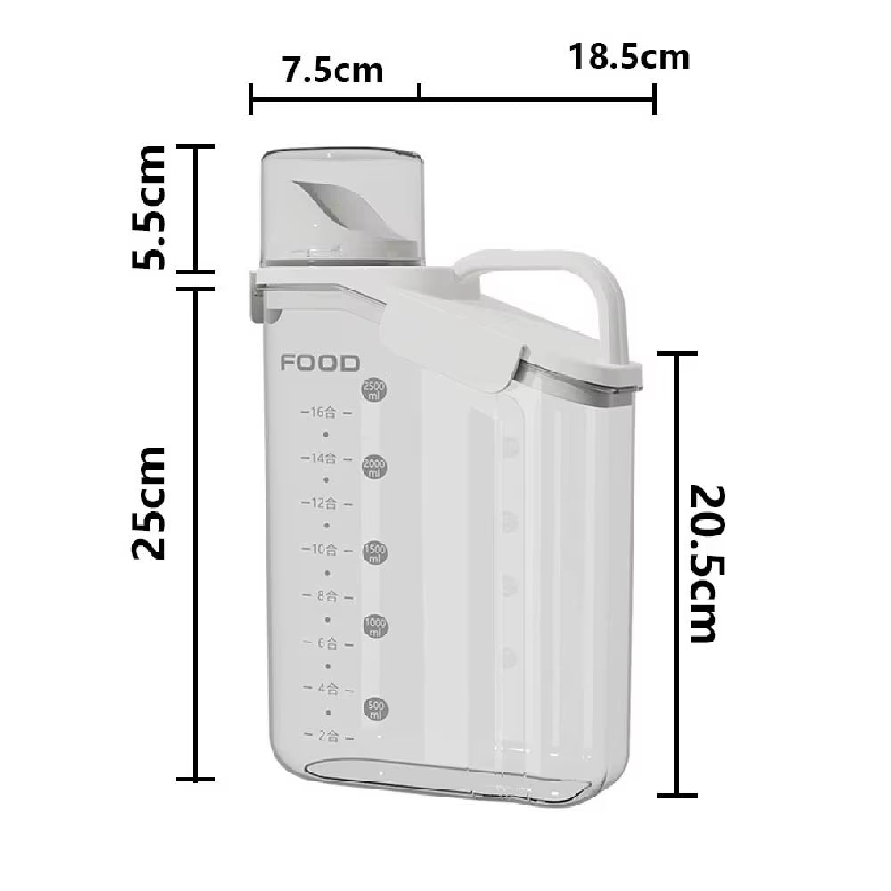 Airtight Grain Storage Container with Built-in Measuring Cup