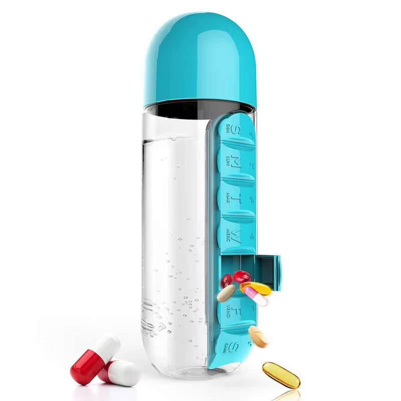 2-in-1 Water Bottle & Daily Pill Organizer