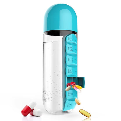 2-in-1 Water Bottle & Daily Pill Organizer