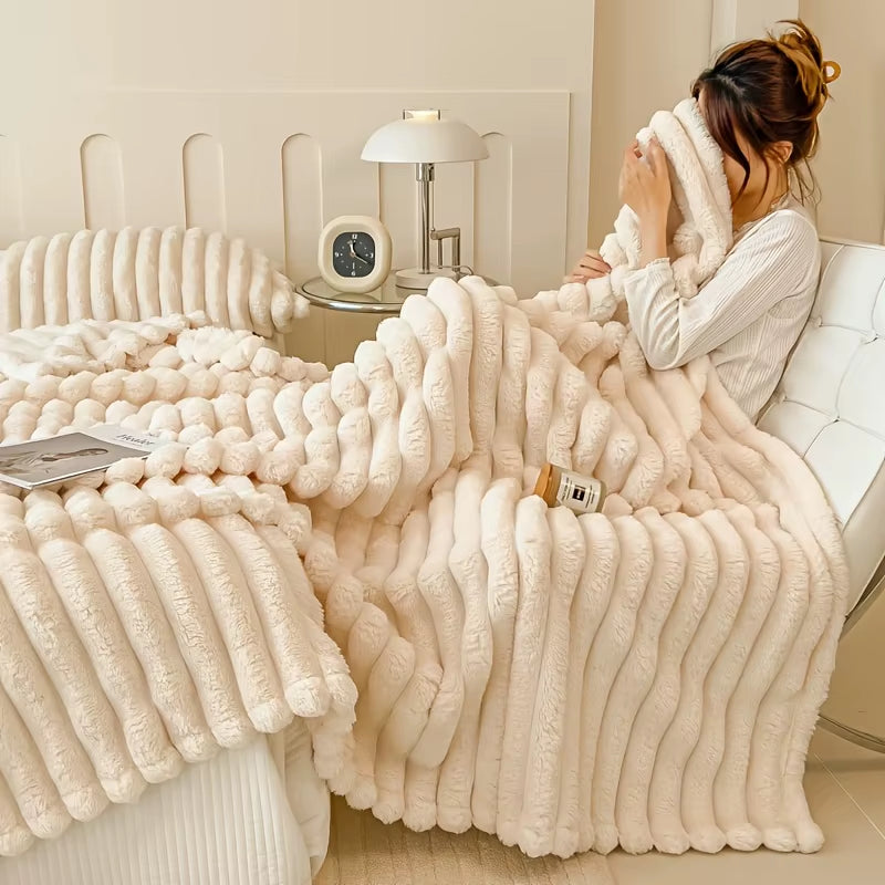 Luxury Soft Faux Rabbit Fur Throw Blanket