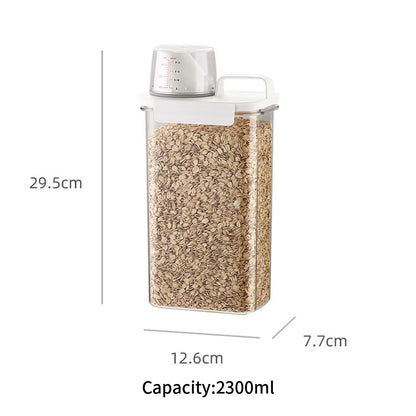 Airtight Grain Storage Container with Built-in Measuring Cup