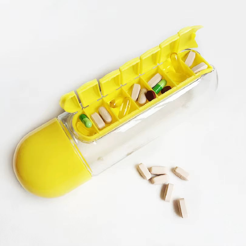 2-in-1 Water Bottle & Daily Pill Organizer