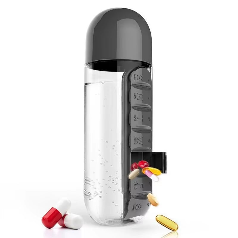 2-in-1 Water Bottle & Daily Pill Organizer