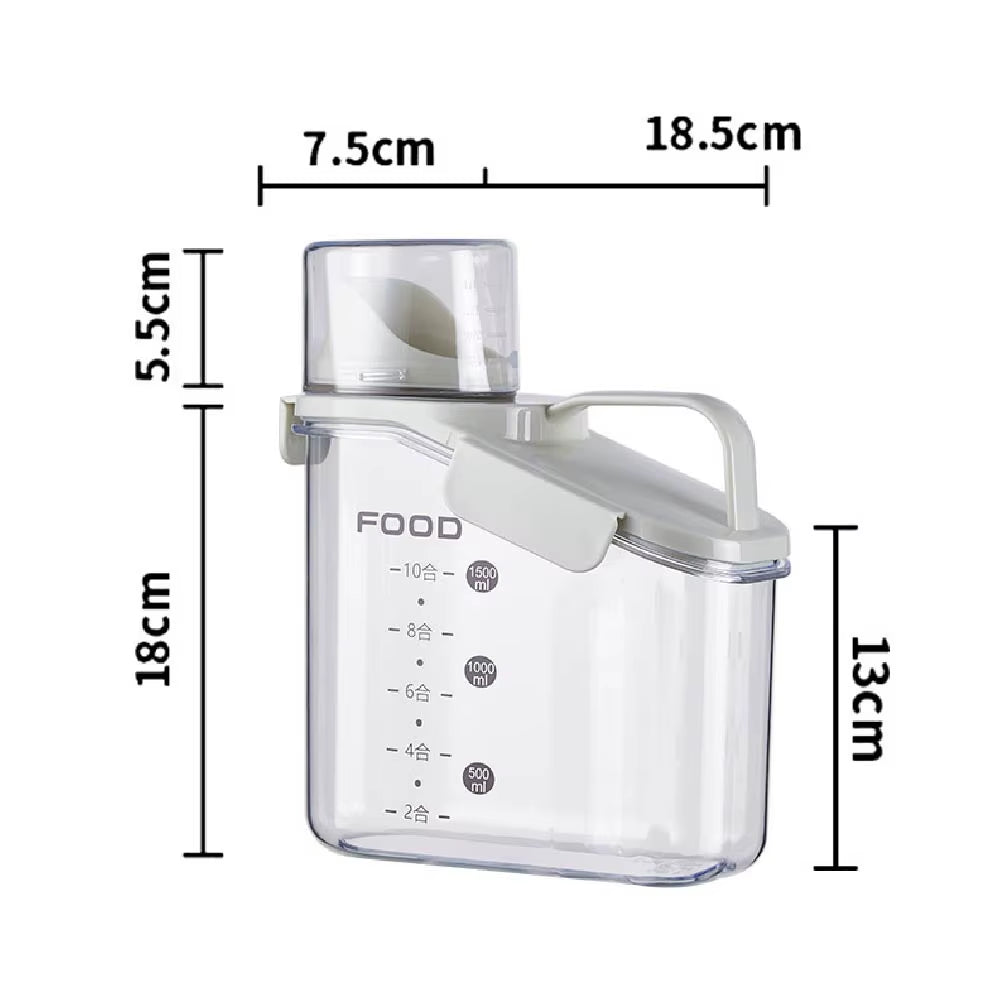 Airtight Grain Storage Container with Built-in Measuring Cup