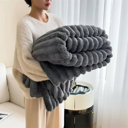 Luxury Soft Faux Rabbit Fur Throw Blanket