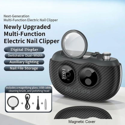 Myotara 3-in-1 Electric Nail Clipper – Effortlessly Trim, Shape & Smooth Nails for the Whole Family with Adjustable Slots, Built-In LED Light & Magnifier