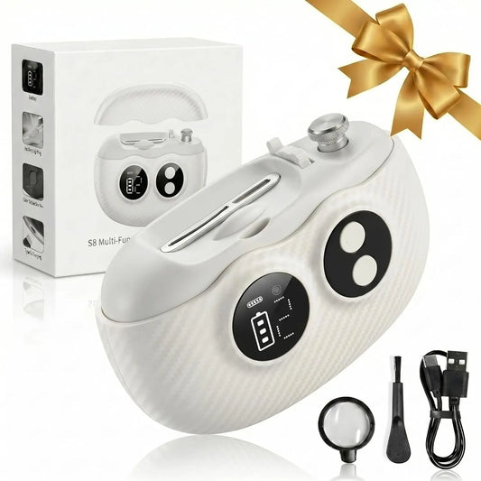 Myotara 3-in-1 Electric Nail Clipper – Effortlessly Trim, Shape & Smooth Nails for the Whole Family with Adjustable Slots, Built-In LED Light & Magnifier