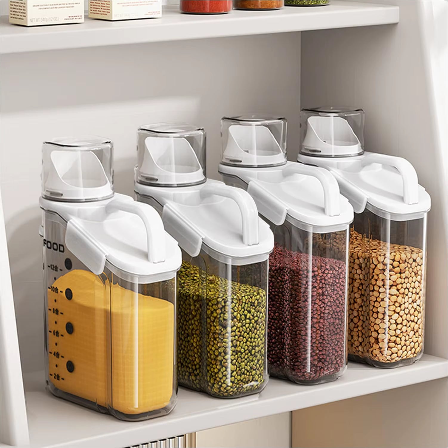 Airtight Grain Storage Container with Built-in Measuring Cup