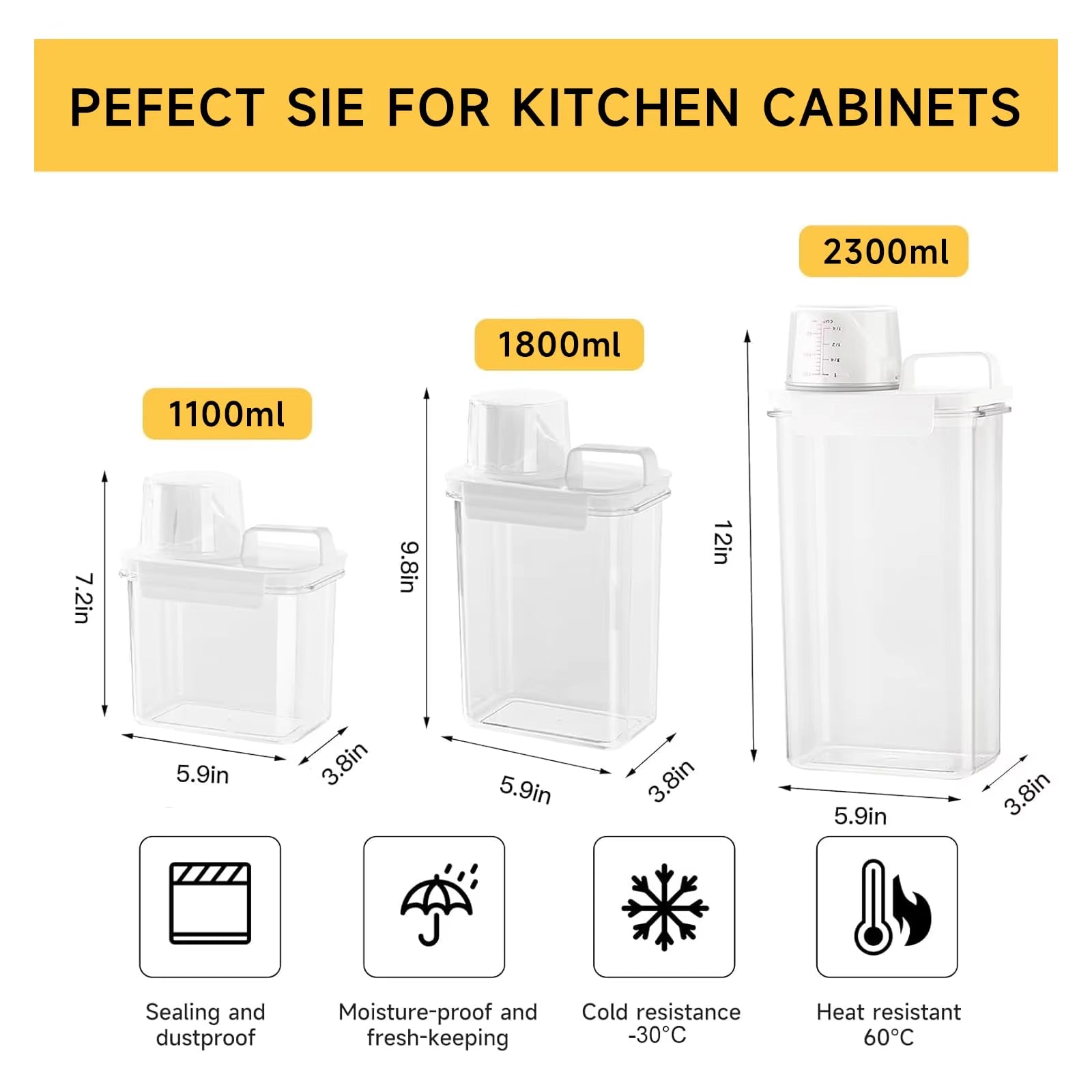 Airtight Grain Storage Container with Built-in Measuring Cup