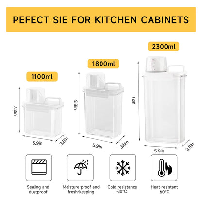 Airtight Grain Storage Container with Built-in Measuring Cup