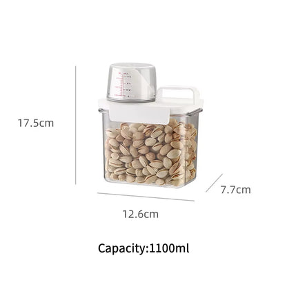 Airtight Grain Storage Container with Built-in Measuring Cup