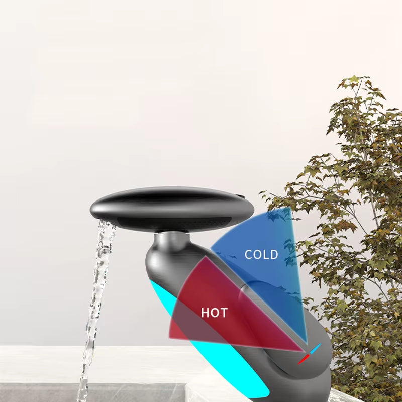 Transform Your Bathroom with the Elegant Deck Mounted LED Pull Out Faucet – 4 Modes Waterfall Basin Sink Mixer in Matte Black