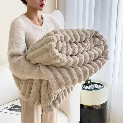 Luxury Soft Faux Rabbit Fur Throw Blanket