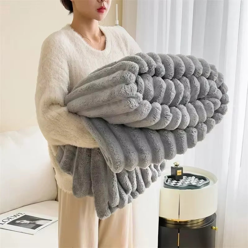 Luxury Soft Faux Rabbit Fur Throw Blanket